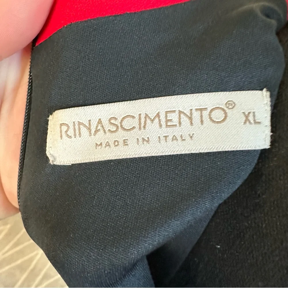 Rinascimento Red and Black Color Block Asymmetrical Collar Dress - Picture 4 of 4